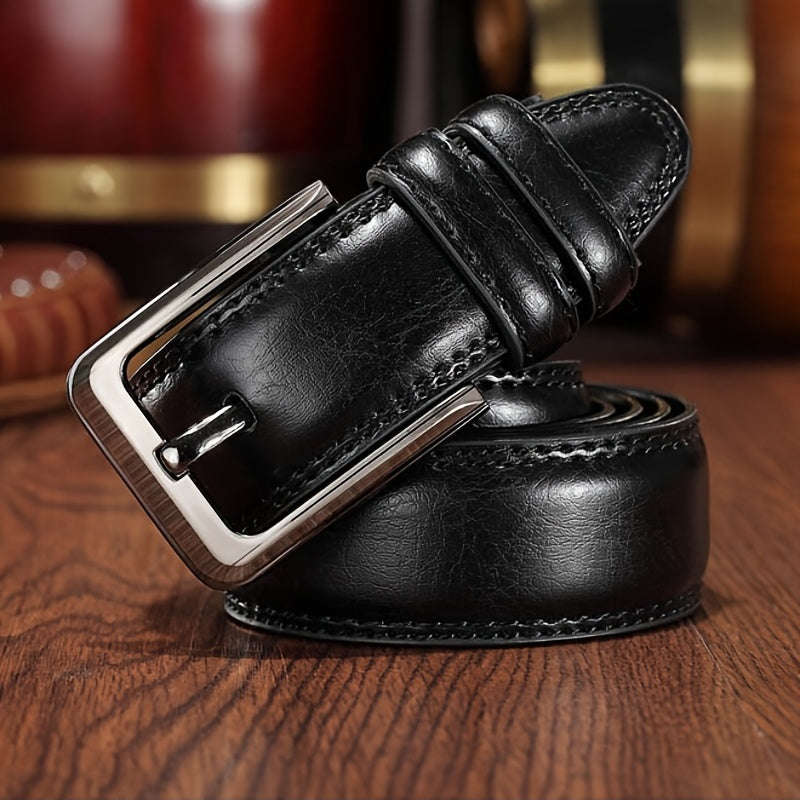 Men's Belt Boys Real Cowhide Leather Belt Pin Buckle Belt Brown Middle-aged Youth Casual Trendy Men's Belt, Ideal choice for Gifts