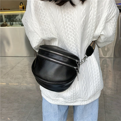 Elegant Convertible Faux Leather Bag: Chic Fanny Pack/Crossbody with Secure Zip & Adjustable Wide Strap for Stylish Women