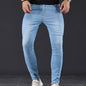 Mens Slim Fit Flex Denim Jeans - Ruggedly Distressed Streetwear with Comfortable Medium Stretch - Fashionable Casual Elegance