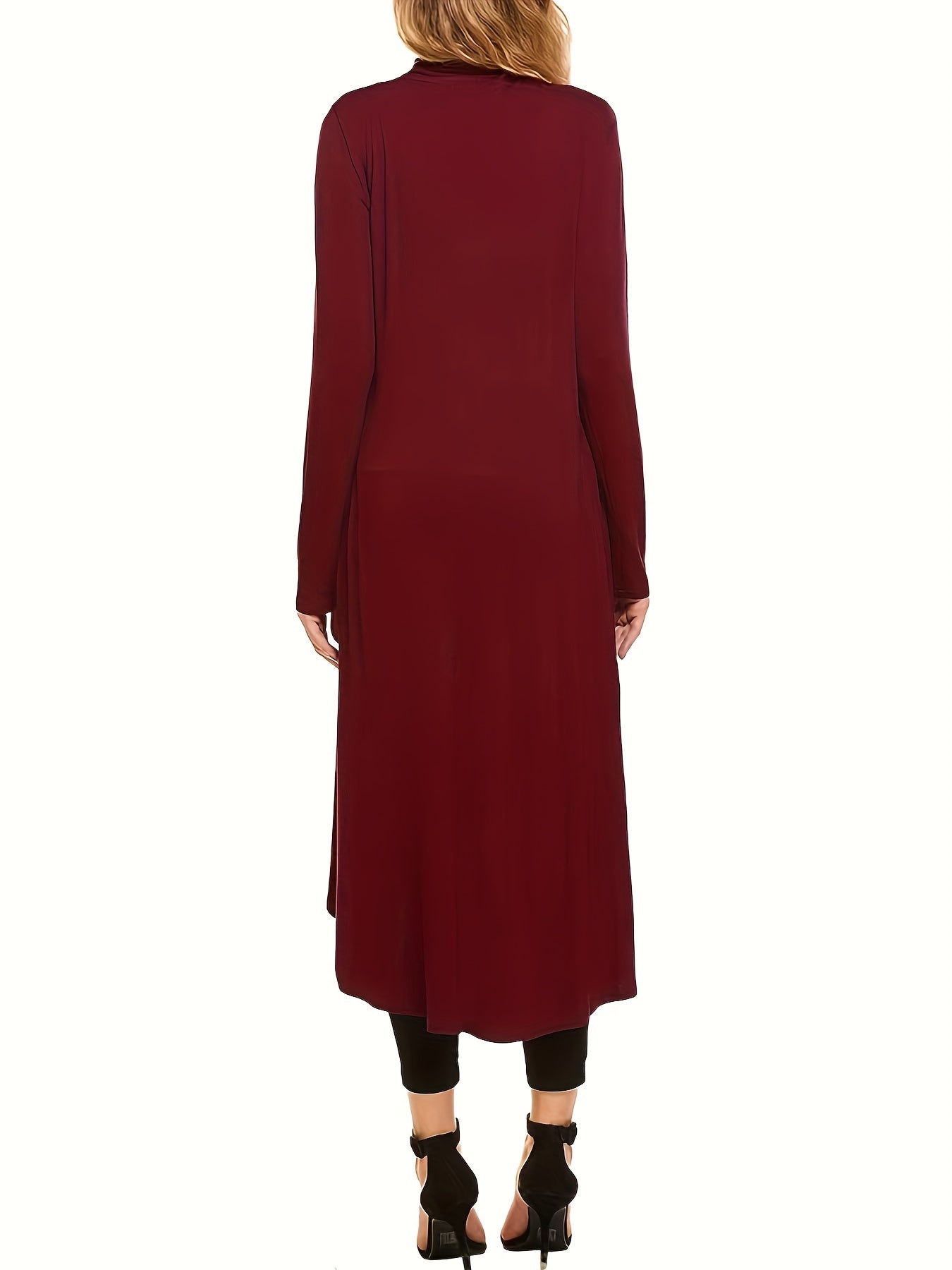 Cozy Long Length Cardigan Sweater - Soft Open Front Drape Knit Design, Casual Long Sleeve, Relaxed Fit, Women's Clothing for Everyday Wear