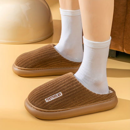Warm & Cozy Striped Slippers: Soft, Fluffy Indoor Comfort with Non-Slip Grip for Winter