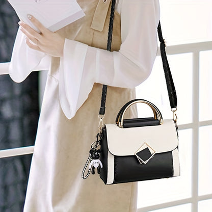 Elegant Lightweight Colorblock Crossbody Bag for Women: Polyester-Lined, Adjustable Strap, Secure Magnet Closure
