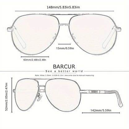 BARCUR Vintage Men's Glasses Men Polarized Coating Classic Sun Glasses Women Shade Male Driving Accessories Eyewear With Original Package