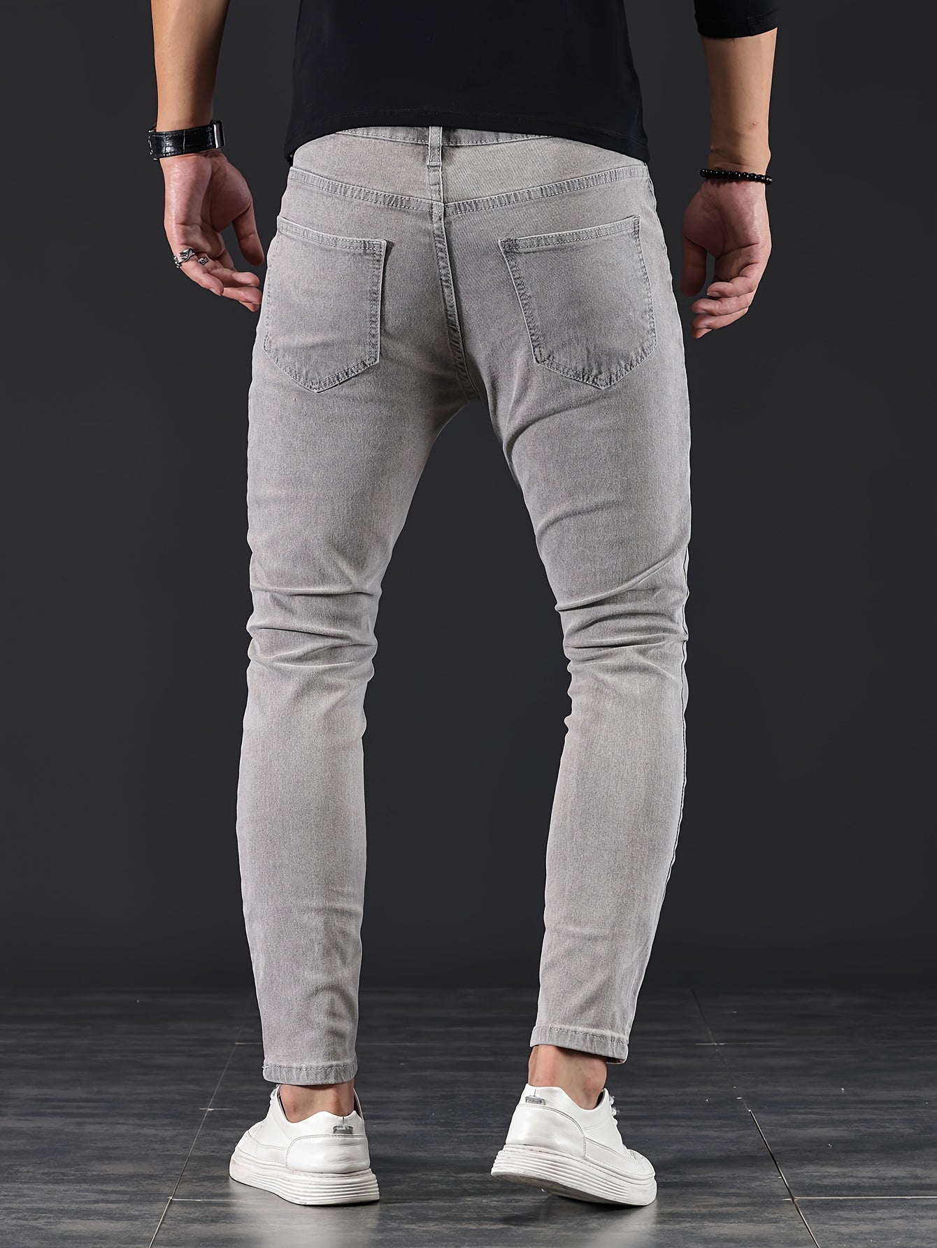 Mens Slim Fit Flex Denim Jeans - Ruggedly Distressed Streetwear with Comfortable Medium Stretch - Fashionable Casual Elegance