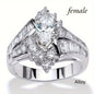 Fashionable Casual Romantic Stainless Steel Double-row Imitation Zirconia Ring