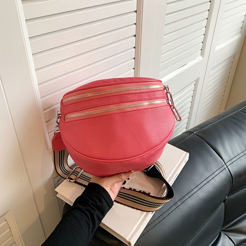 Elegant Convertible Faux Leather Bag: Chic Fanny Pack/Crossbody with Secure Zip & Adjustable Wide Strap for Stylish Women