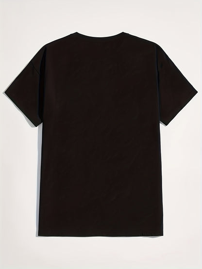 Paris Print, Men's Graphic Design Crew Neck T-shirt, Casual Comfy Tees Tshirts For Summer, Men's Clothing Tops For Daily Vacation Resorts