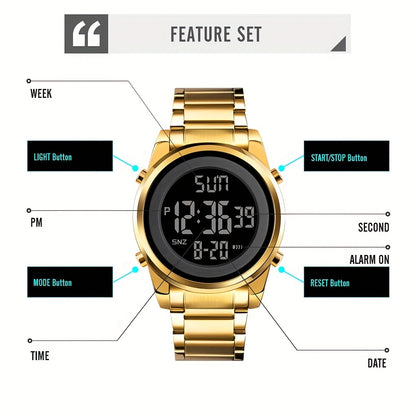 Multifunctional LED Night Light Timing Alarm Watch - Men's Fashion Digital Watch with Date Display, Stopwatch, and Alarm Reminders - Ideal Gift for Men