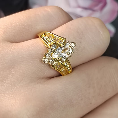 Fashionable Casual Romantic Stainless Steel Double-row Imitation Zirconia Ring