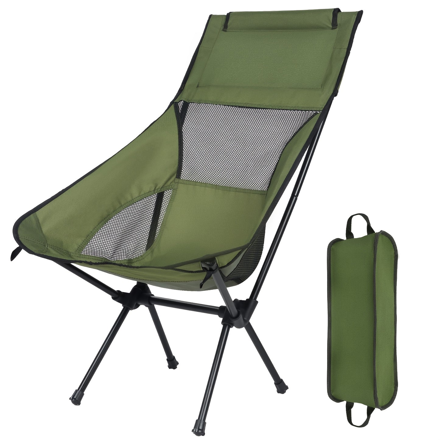 1pc Portable Folding Camping Chair, Lightweight Collapsible Chair For Adult, Comfortable High Back Chair For Outdoor Hiking Fishing Picnic