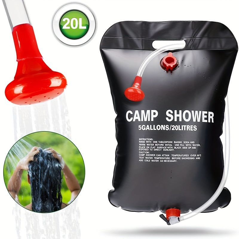 5.28gal Portable Camping Shower Bag With Removable Hose & On-off Switchable Shower Head, Perfect For Outdoor Camping & Traveling