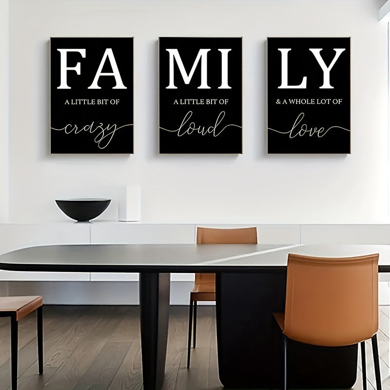 Luxury Minimalist 3pcs/set Frameless Canvas Wall Art - Decorative Paintings for Living Room - Family Writing No Frame