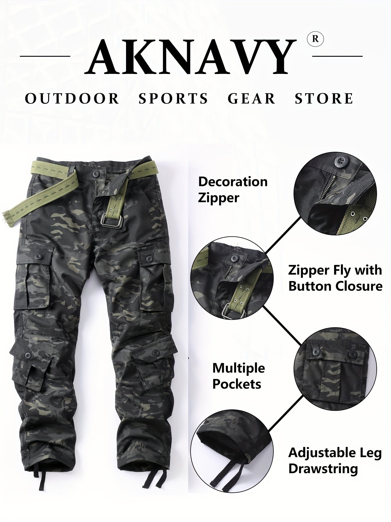 Men's Tactical Camo Cargo Pants - Loose Fit, Multi Flap Pocket, Durable, Breathable, Water-Resistant, Outdoor & Streetwear Fashion - Hip Hop Style, Work Pants for Casual Occasions