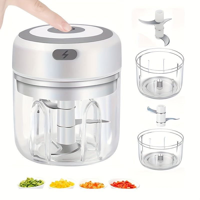 3.38/8.45oz Electric Mini Garlic Chopper USB Meat Grinder Garlic Masher Machine Sturdy Durable Crushed Ginger Vegetable Crusher Kitchenware