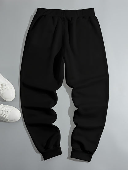 Trendy Pattern Print Drawstring Sweatpants Loose Fit Pants Men's Casual Slightly Stretch Joggers For Spring Autumn Running Jogging