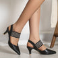 Women's Crocodile Pattern Slingback Pumps, Trendy Pointed Toe Faux Leather Solid Color Heels, Elegant & Versatile Shoes