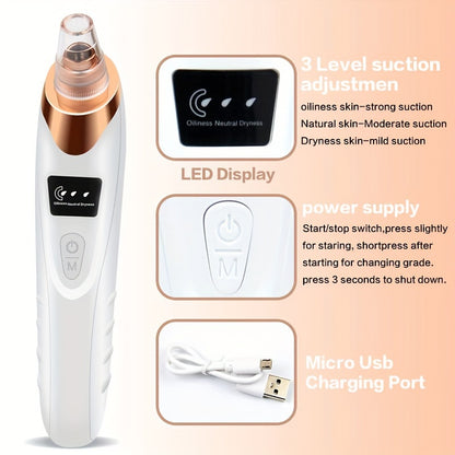 Blackhead Remover Pore Vacuum - 5 Suction - USB Rechargeable Facial Pore Cleaner Kit For Adult Acne Extractor Tool - Multifunctional Cleaning Instrument - Holiday Gift