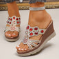 Women's Rhinestone Decor Wedge Sandals, Casual Cutout Design Platform Sandals, Comfortable Summer Shoes