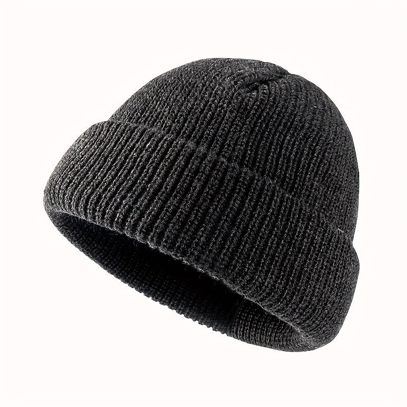 1pc Fashionable Cuffed Windproof Knit Dome Beanie Hat For Men And Women