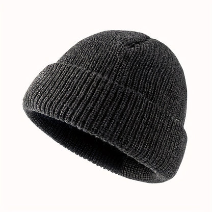 1pc Fashionable Cuffed Windproof Knit Dome Beanie Hat For Men And Women