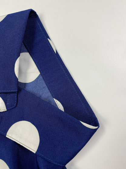 Elegant Plus Size Polka Dots Print Maxi Dress - Women's Button Up Collared Belted