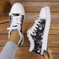 Women's Skull & Flower Pattern Canvas Shoes, Casual Lace Up Outdoor Shoes, Lightweight Low Top Sneakers