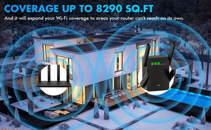 [Wireless Signal Booster] Up to 6500 Sq.Ft WiFi Extender Signal Booster for Home - Wireless Internet Repeater Range Coverage for 45+ Devices