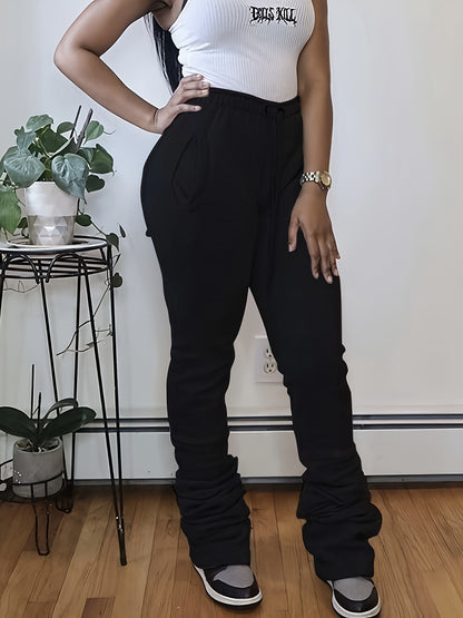 Slant Pockets Drawstring Pants, Casual Loose Pants For Fall & Winter, Women's Clothing