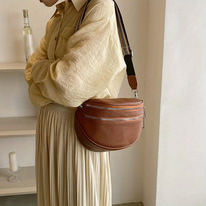 Elegant Convertible Faux Leather Bag: Chic Fanny Pack/Crossbody with Secure Zip & Adjustable Wide Strap for Stylish Women