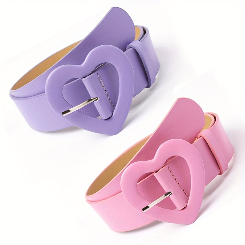 2023 New Pink Wide Belt for Women with Love Buckle and Rose Red Belt Decoration for Hot Girls