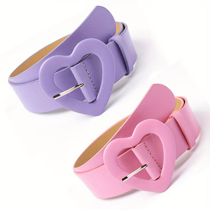 2023 New Pink Wide Belt for Women with Love Buckle and Rose Red Belt Decoration for Hot Girls