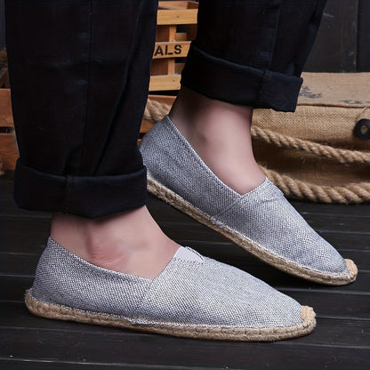 Mens Canvas Espadrille Loafers - Breathable Mesh Lining, Slip-On Design, Comfortable Rubber Soles for Casual Walking - Perfect for Fall, Spring, Summer Seasons