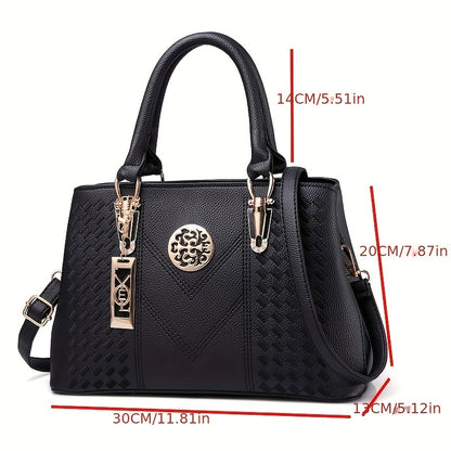 Elegant Embroidery Detail Tote Bag, Women's Top Handle Satchel Purse, Fashion Large Capacity Crossbody Bag