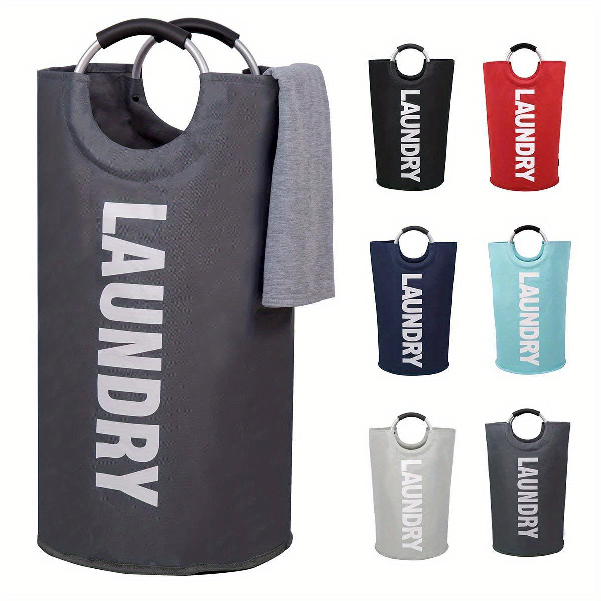 1pc Premium Waterproof Laundry Basket with Comfortable Padded Handles - Collapsible & Stable Clothes Hamper for Effortless Storage and Perfect Standing - Ideal for Space-Saving Solutions