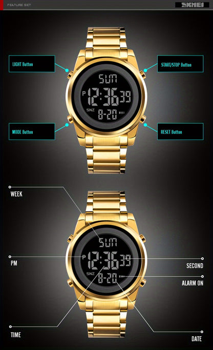 Multifunctional LED Night Light Timing Alarm Watch - Men's Fashion Digital Watch with Date Display, Stopwatch, and Alarm Reminders - Ideal Gift for Men