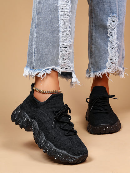 Women'S Casual Sports Sneakers, Striped Low Top Slip-On Shoes with Round Toe, Non-Slip Rubber Sole, Fabric Upper & Inner, All-Season Spring Footwear