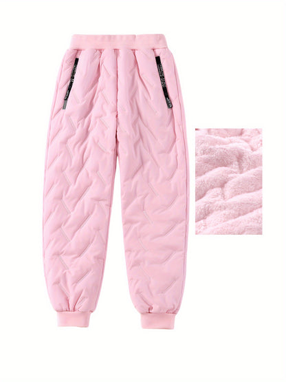 Thick Waterproof Boys Down Pants for Winter, Outdoor Kids Clothes with Side Pocket