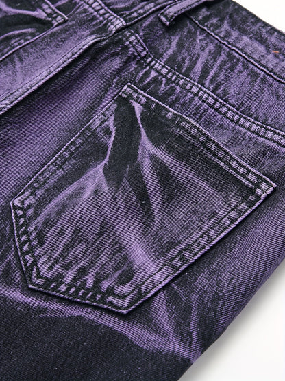 Y2k Tie Dye Ripped Jeans, Men's Casual Street Style Regular Denim Pants With Pockets