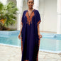 Bohemian Golden Embroidered Plus Size Maxi Dress with Bat Sleeves for Ramadan