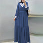 Ramadan Elegant Long Sleeve Tie Waist Maxi Modest Dress - Abayas for Women with Solid Color, Comfortable Wear, and Modest Fashion - Perfect for Islamic Occasions and Everyday Wear