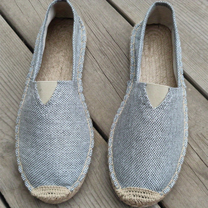 Mens Canvas Espadrille Loafers - Breathable Mesh Lining, Slip-On Design, Comfortable Rubber Soles for Casual Walking - Perfect for Fall, Spring, Summer Seasons