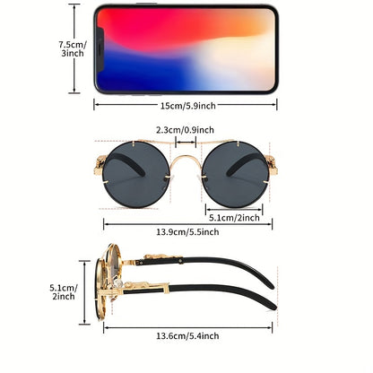 1pc Women, Fashion Round Glasses Stylish High-end Leopard Print Metal Leg Black Glasses, Retro Luxury Men'S Glasses, Suitable for Decorating Driving Wear and Daily Wear.