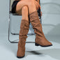 Women's Slouchy Mid Calf Boots, Comfortable Round Toe Pull On Shoes, Classic Boots For Koningsdag/King's Day
