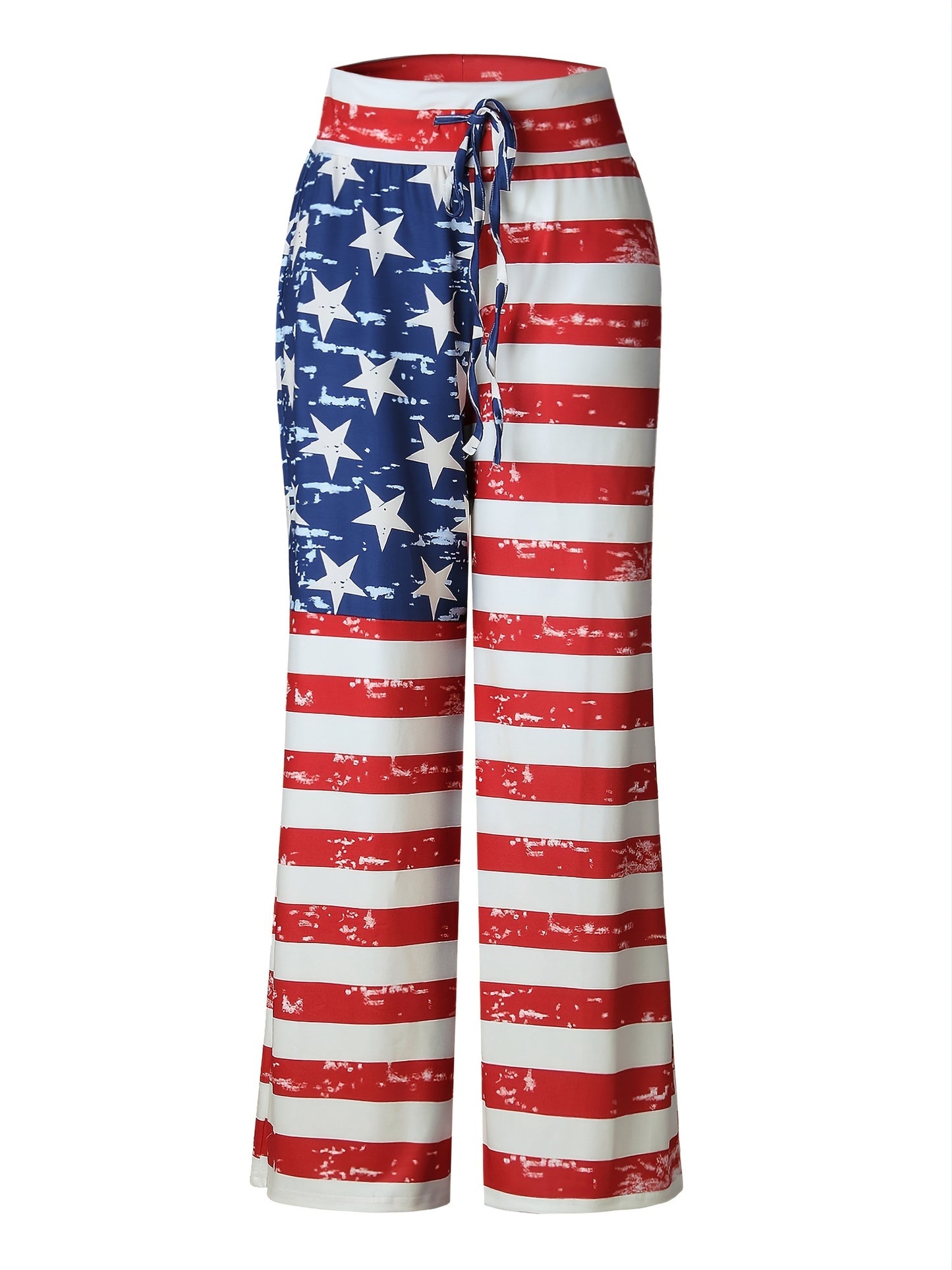 Plus Size Floral Print High Rise Drawstring Long Pants, Women's Plus Slight Stretch Loose Casual Pants