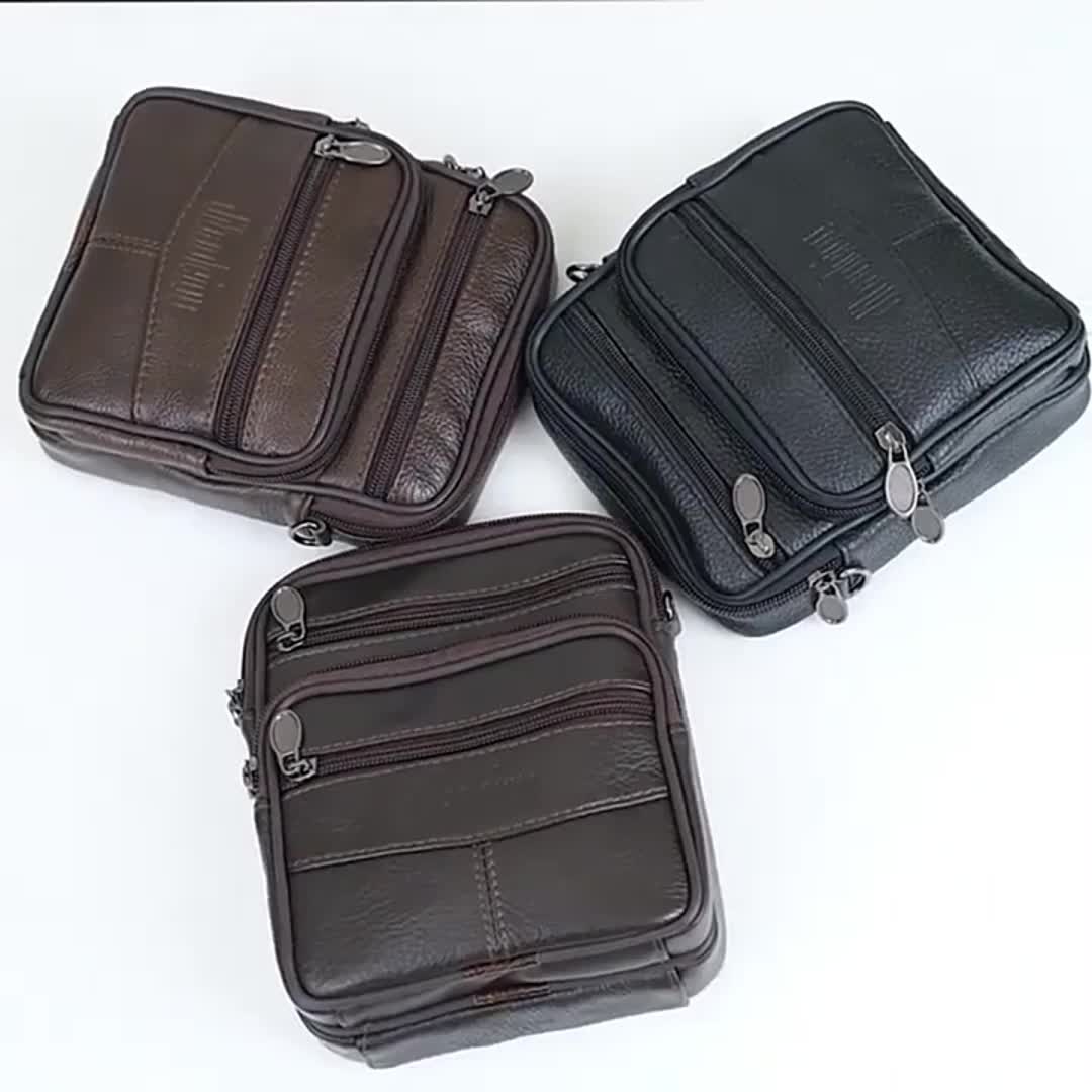 Men's New Genuine Leather Crossbody Bag Vertical Trendy Multifunctional Shoulder Bag Briefcase Casual Travel Messenger Bag