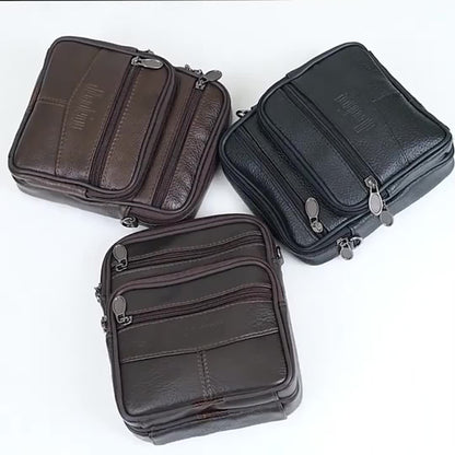 Men's New Genuine Leather Crossbody Bag Vertical Trendy Multifunctional Shoulder Bag Briefcase Casual Travel Messenger Bag