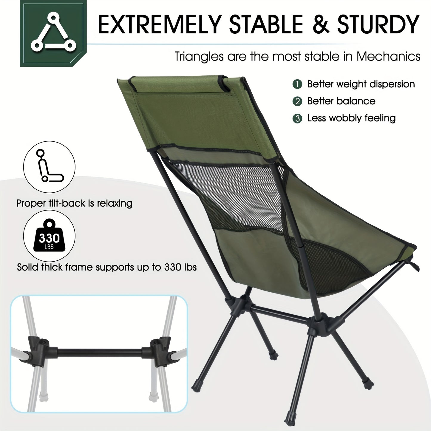 1pc Portable Folding Camping Chair, Lightweight Collapsible Chair For Adult, Comfortable High Back Chair For Outdoor Hiking Fishing Picnic