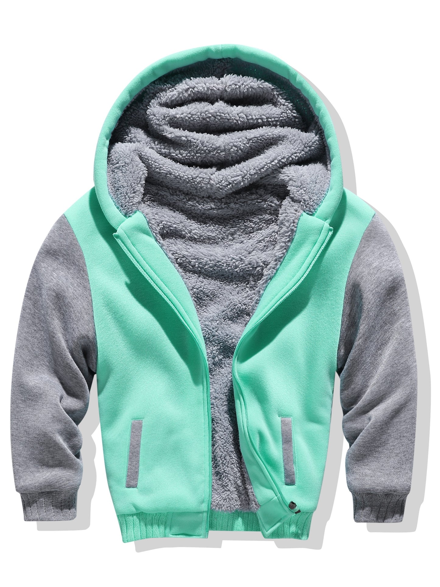 Boys Sherpa Lined Hoodie Kids Fleece Sweatshirt Full Zip Hooded Jacket