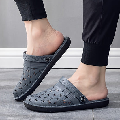 Women's Hollow Out Flat Clogs, Breathable & Lightweight Beach Sandals, Indoor & Outdoor Slippers