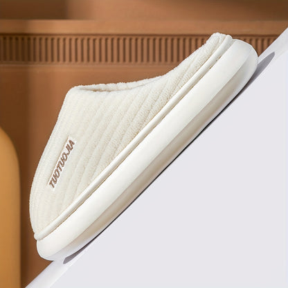 Warm & Cozy Striped Slippers: Soft, Fluffy Indoor Comfort with Non-Slip Grip for Winter